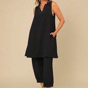 Chalet Sleeveless Collared Tunic Dress with Pockets